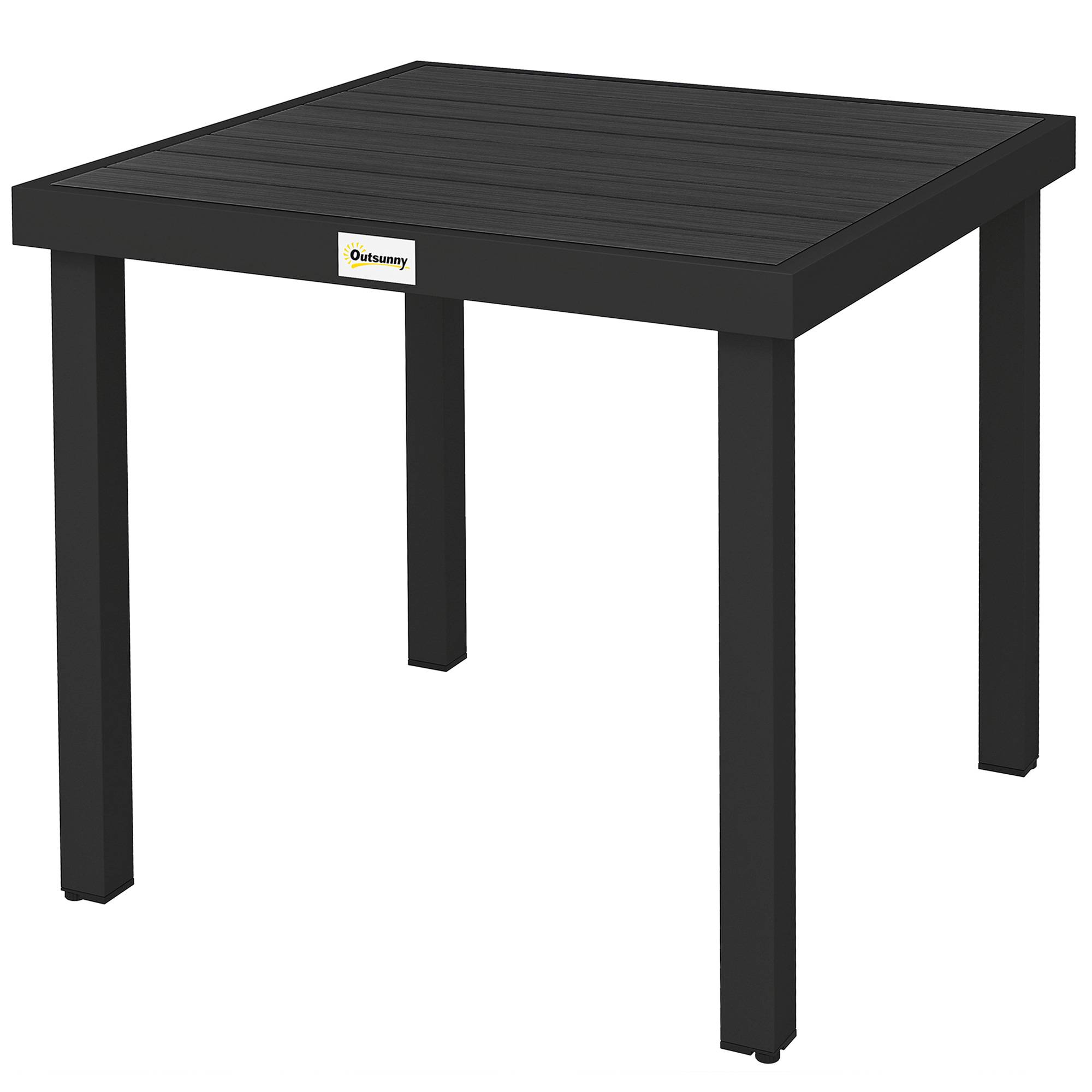 ComfortXL - Table de jardin carrée 4 places aluminium et plastique effet bois 78x78cm noir - ComfortXL Outdoor Living - Image 2