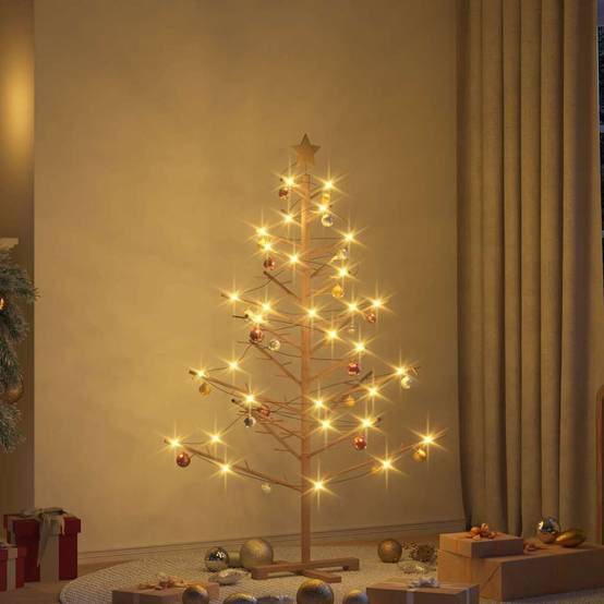 Maison Chic - Arbre de Noël, Sapin de Noël en bois Marron 150 cm Bois massif en pin u627q - Image 2