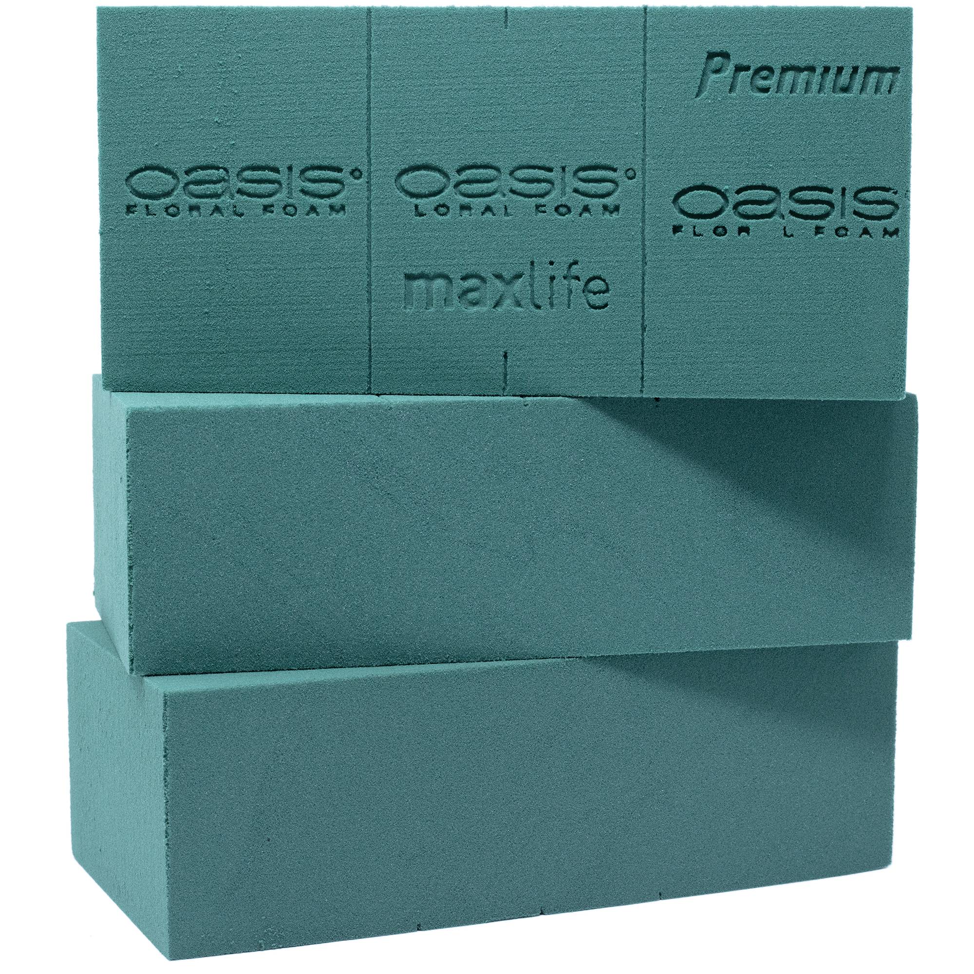 3x Original OASIS® Premium mousse florale pour une plus longue durée de vie des fleurs fraîches - 23 x 11 x 7,5 cm - mousse humide en forme de brique - Image 1