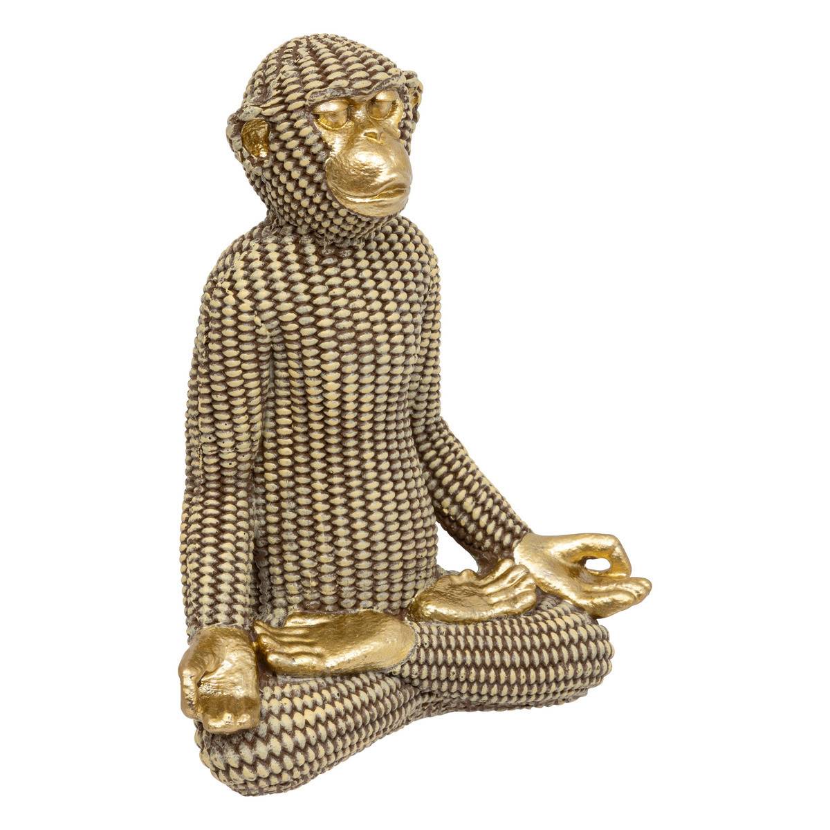 Objet déco Singe Yoga en résine teintée et texturée H 18 cm