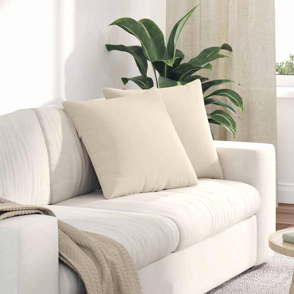 Set de 2 Coussins Carrés Tissu Confortable avec Housse Amovible pour Salon Beige 50x50 cm – ComfortXL Outdoor Living - Image 1
