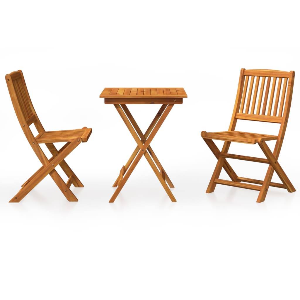 Ensemble de 3 pcs table de jardin et chaises pliable - mobilier de jardin Bois d'acacia solide-JU2677 - Image 1