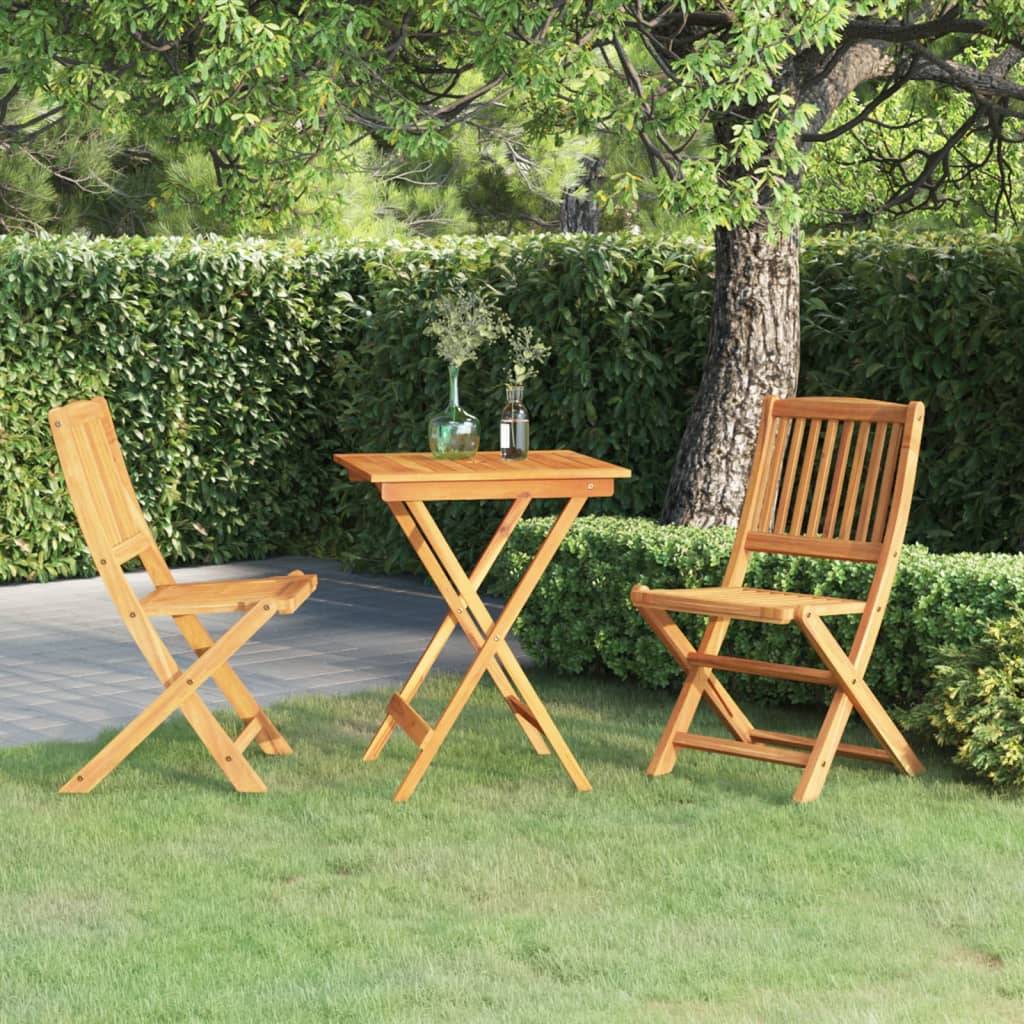Ensemble de 3 pcs table de jardin et chaises pliable - mobilier de jardin Bois d'acacia solide-JU2677 - Image 2