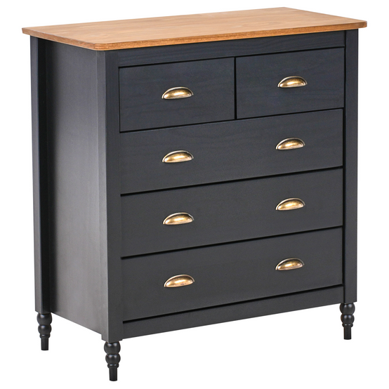 Beliani - Commode Bois de pin Noir SHILLINGTON - 79x40x83- Beliani - Image 2