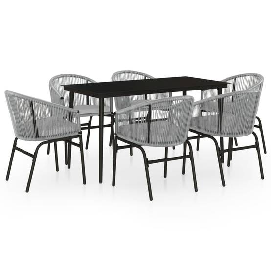 Ensemble Repas 6P 140cm Rotin PVC avec Coussins Gris – ComfortXL Outdoor Living - Image 2