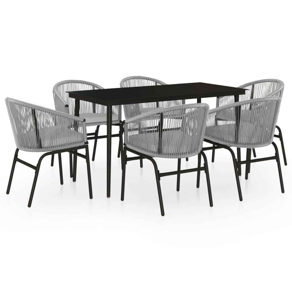 Ensemble Repas 6P 140cm Rotin PVC avec Coussins Gris – ComfortXL Outdoor Living - Image 2