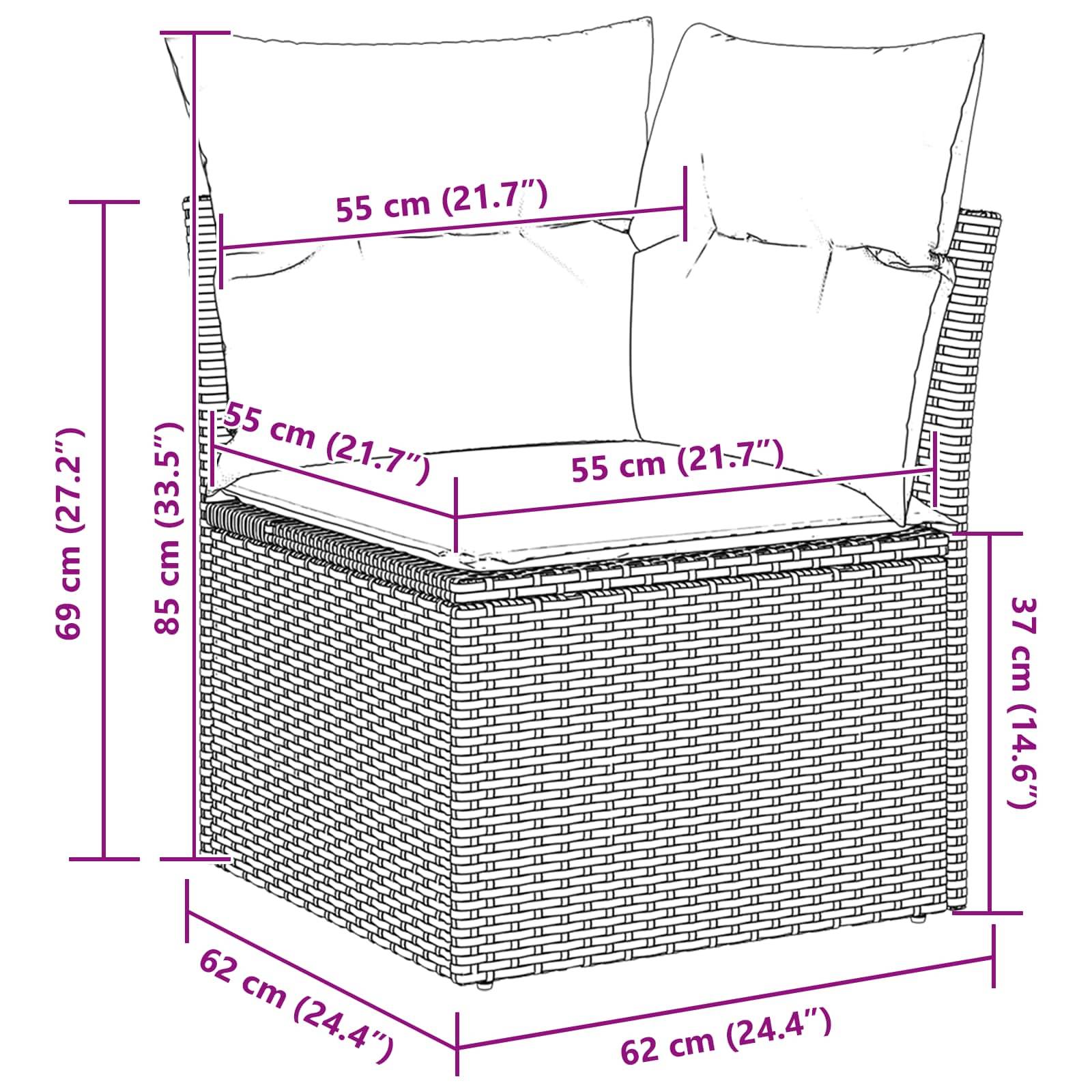Vidaxl - Ensemble de canapé de jardin avec coussin Marron polyrotin vidaXL 3345344 - Image 9