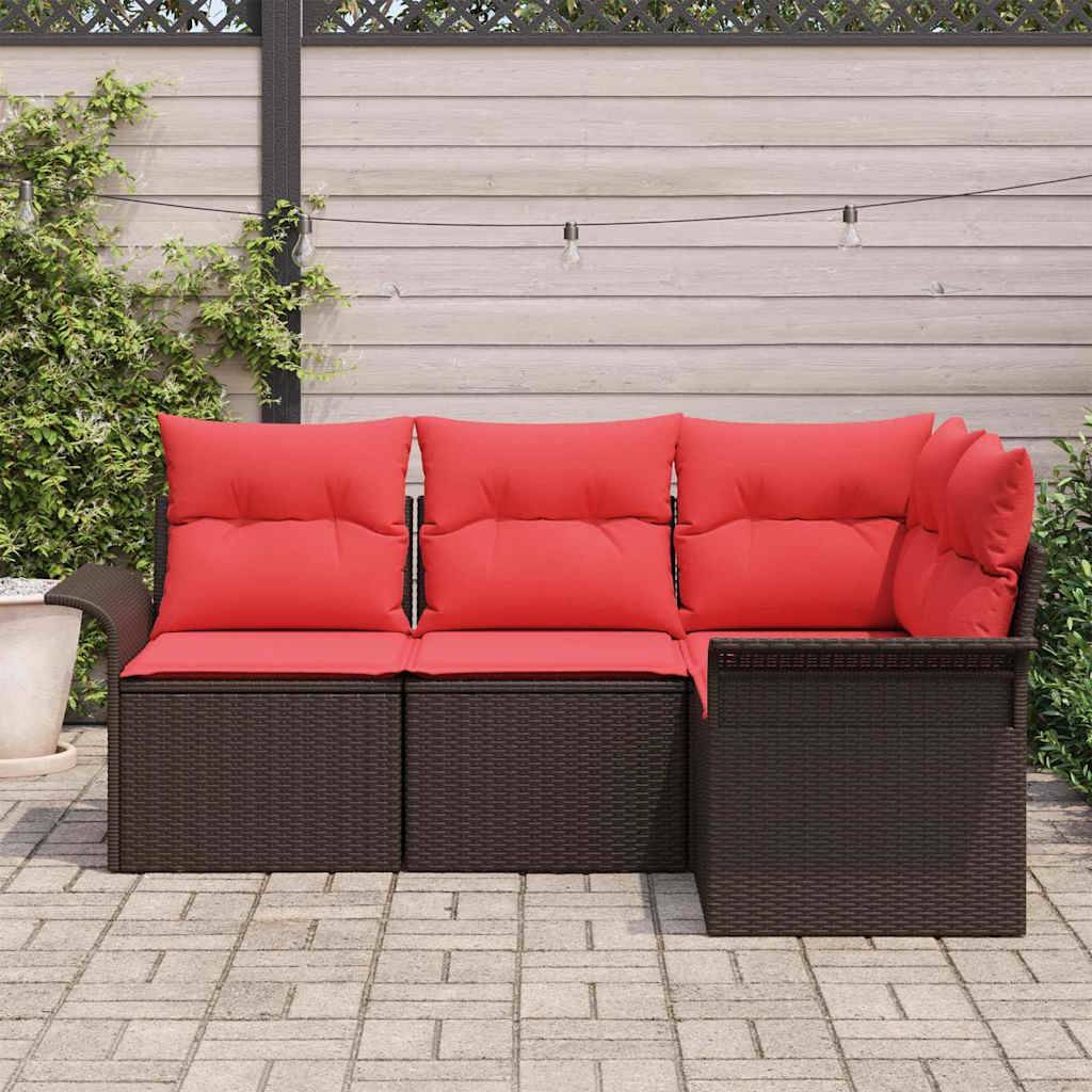 Vidaxl - Ensemble de canapé de jardin avec coussin Marron polyrotin vidaXL 3345344 - Image 4