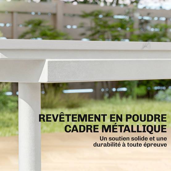 PANGIVO - Table de jardin métal et WPC blanc 140 x 80 x 75 cm - PANGIVO - Image 8