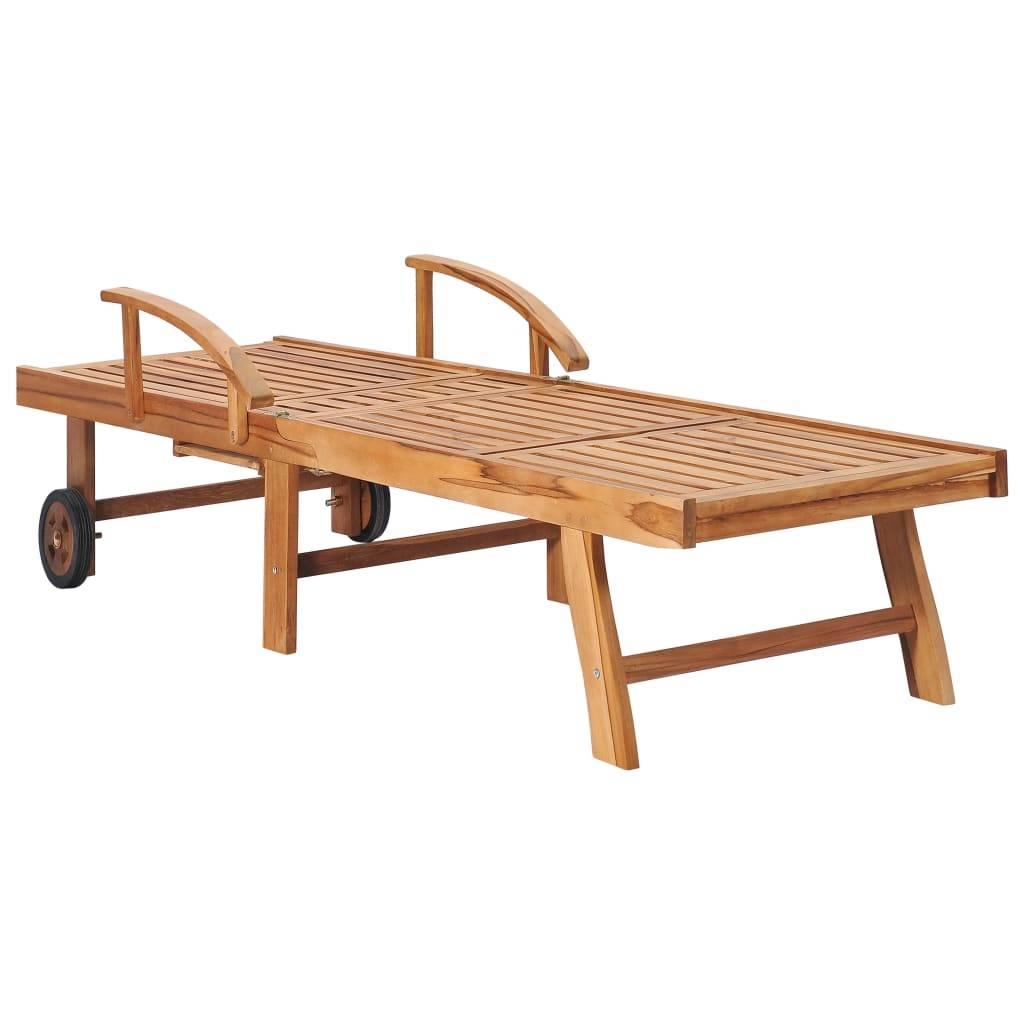 Helloshop26 - Lot de 2 transats chaise longue bain de soleil lit de jardin terrasse meuble d'extérieur avec coussin vert vif bois de teck solide - Image 4