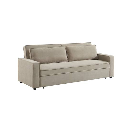 sweeek - Canapé convertible 3 places velours côtelé beige - Chill | sweeek - Image 2