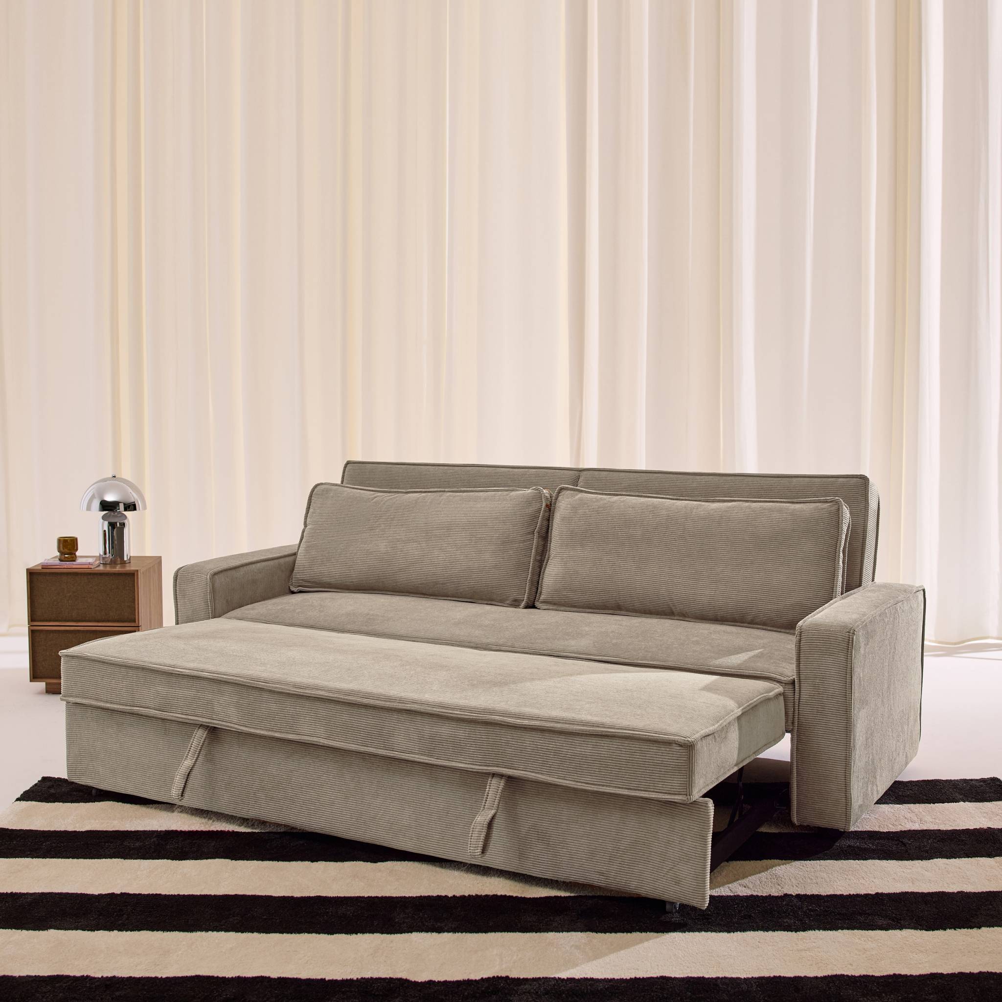 sweeek - Canapé convertible 3 places velours côtelé beige - Chill | sweeek - Image 6