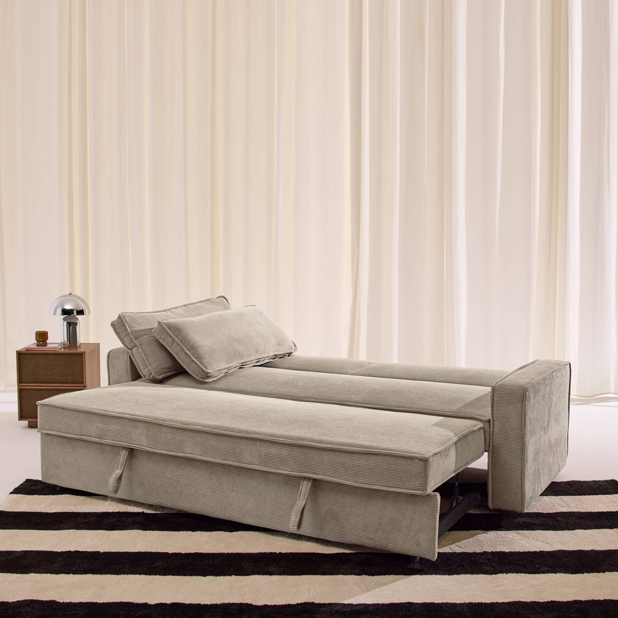 sweeek - Canapé convertible 3 places velours côtelé beige - Chill | sweeek - Image 7