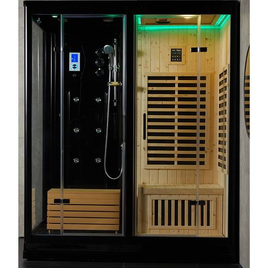 Combi Sauna Infrarouge Douche Hammam Boreal® IR-H 180D BLACK - Droite - Image 7