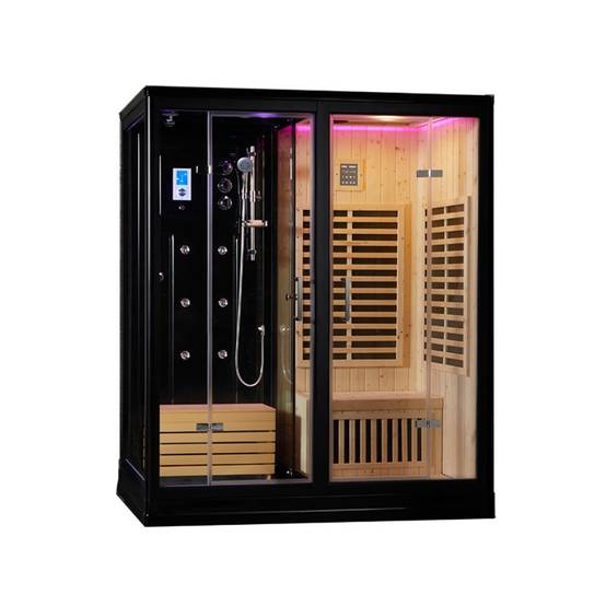 Combi Sauna Infrarouge Douche Hammam Boreal® IR-H 180D BLACK - Droite - Image 2