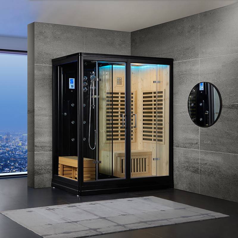 Combi Sauna Infrarouge Douche Hammam Boreal® IR-H 180D BLACK - Droite - Image 1