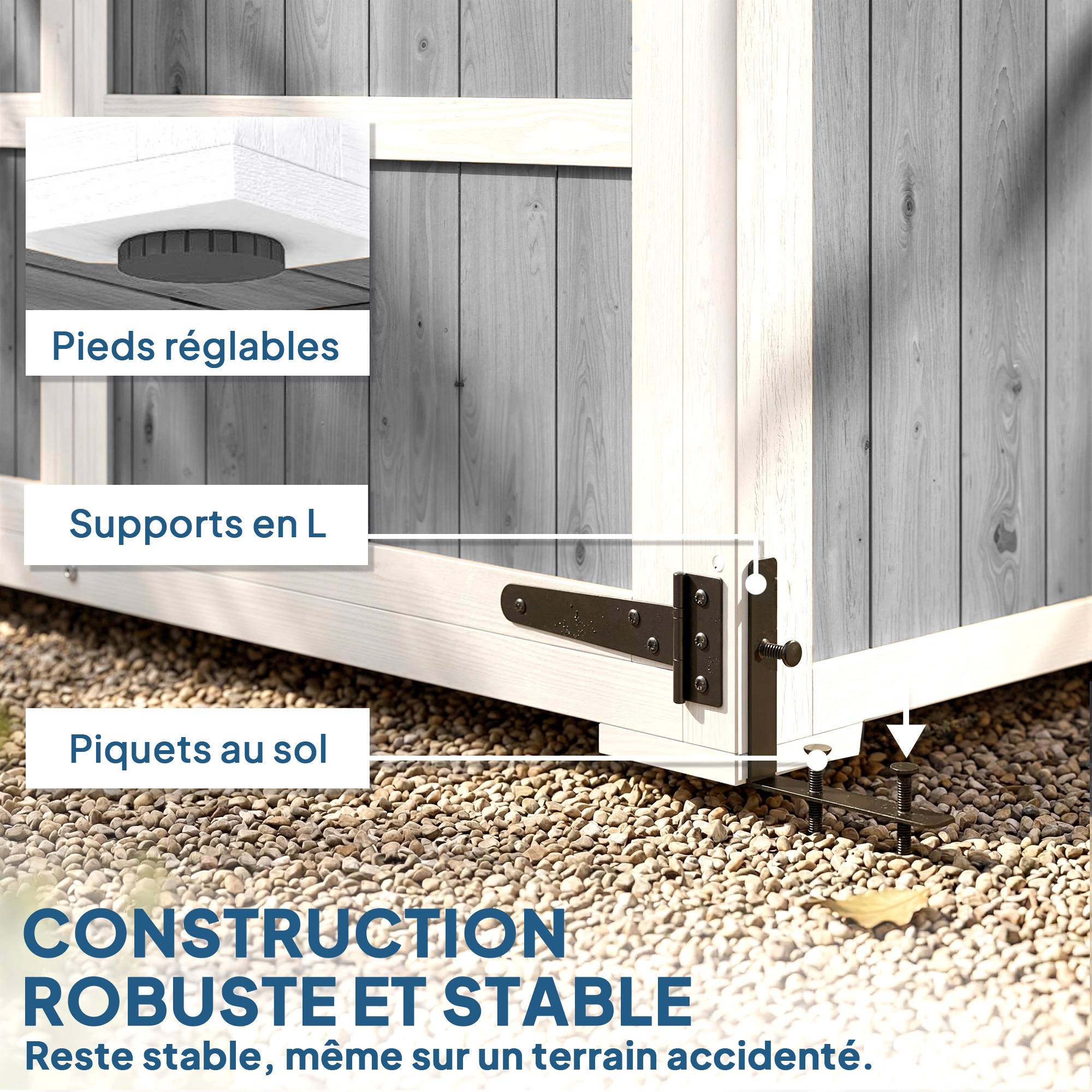 Armoire de Jardin Abri de Jardin Étanche avec Toit en Métal Double Porte pour Outils de Jardinage 105x55x179cm Gris - Image 8
