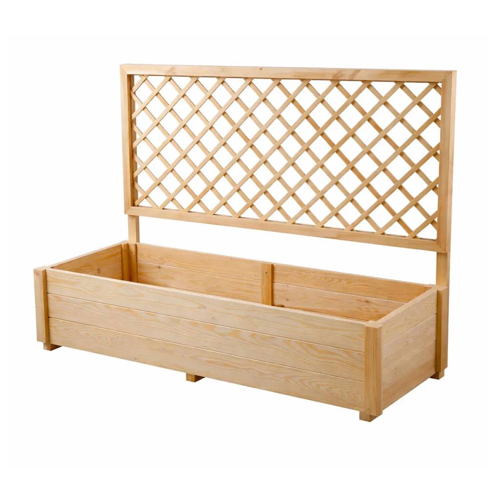 Carré potager rectangulaire en bois de sapin avec treillis 104 cm - 98x34x104 cm - Image 9