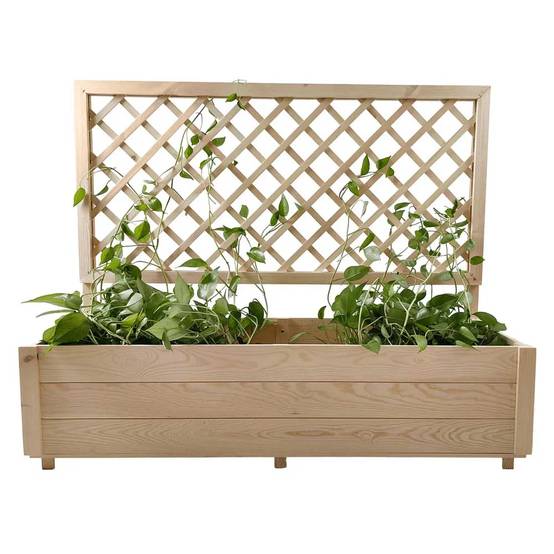 Carré potager rectangulaire en bois de sapin avec treillis 104 cm - 98x34x104 cm - Image 3