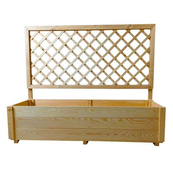 Carré potager rectangulaire en bois de sapin avec treillis 104 cm - 98x34x104 cm - Image 2