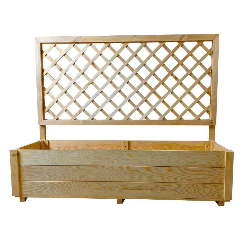 Carré potager rectangulaire en bois de sapin avec treillis 104 cm - 98x34x104 cm - Image 2