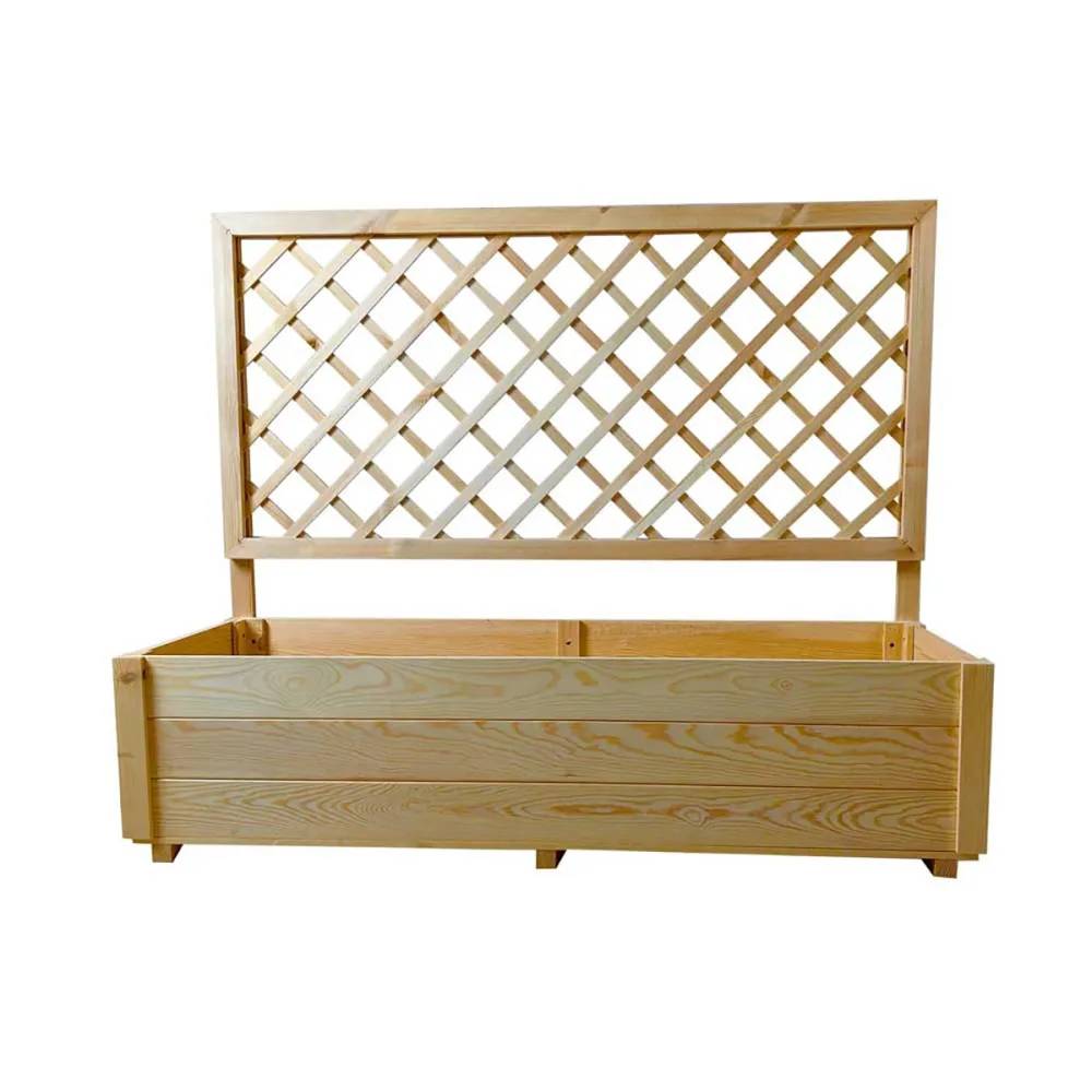 Carré potager rectangulaire en bois de sapin avec treillis 104 cm - 98x34x104 cm - Image 7
