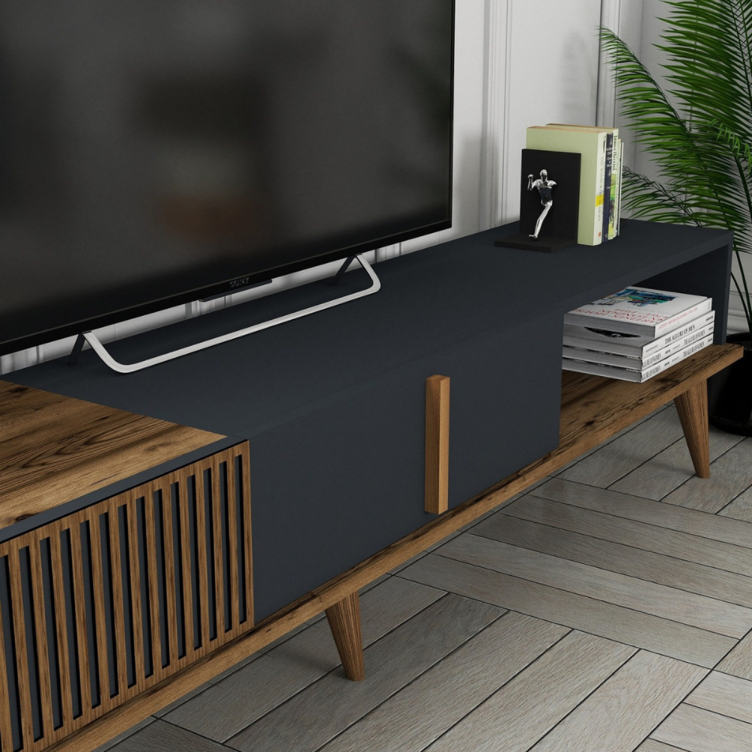 Concept Usine - Meuble TV design bois et anthracite 180 cm NOLA - Image 4