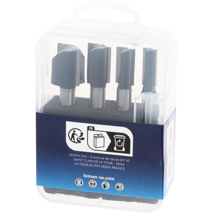 LEMAN lot de 4 mèches bois universelles droites carbure queue 8mm pour défonceuse Leman - Image 2