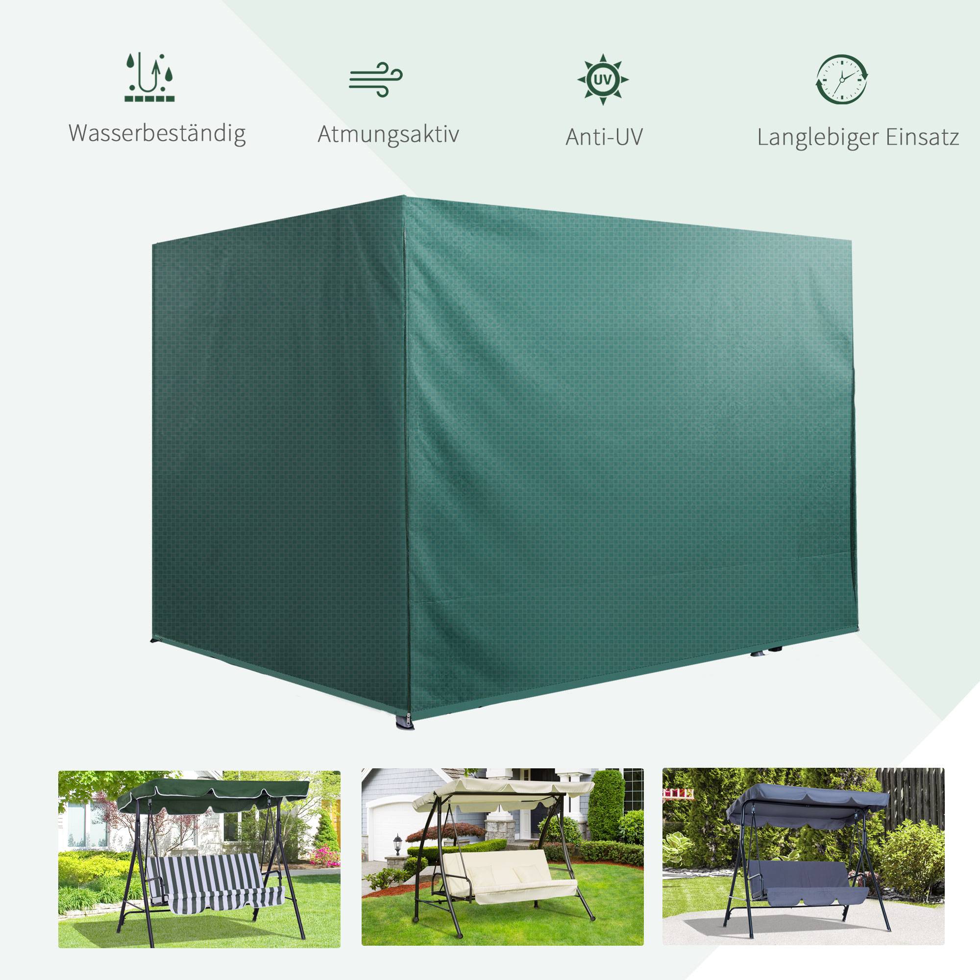 Housse de Balancelle 3 Places Polyéthylène Jardin Imperméable Anti-UV Vert Foncé 215x155cm - ComfortXL Outdoor Living - Image 6
