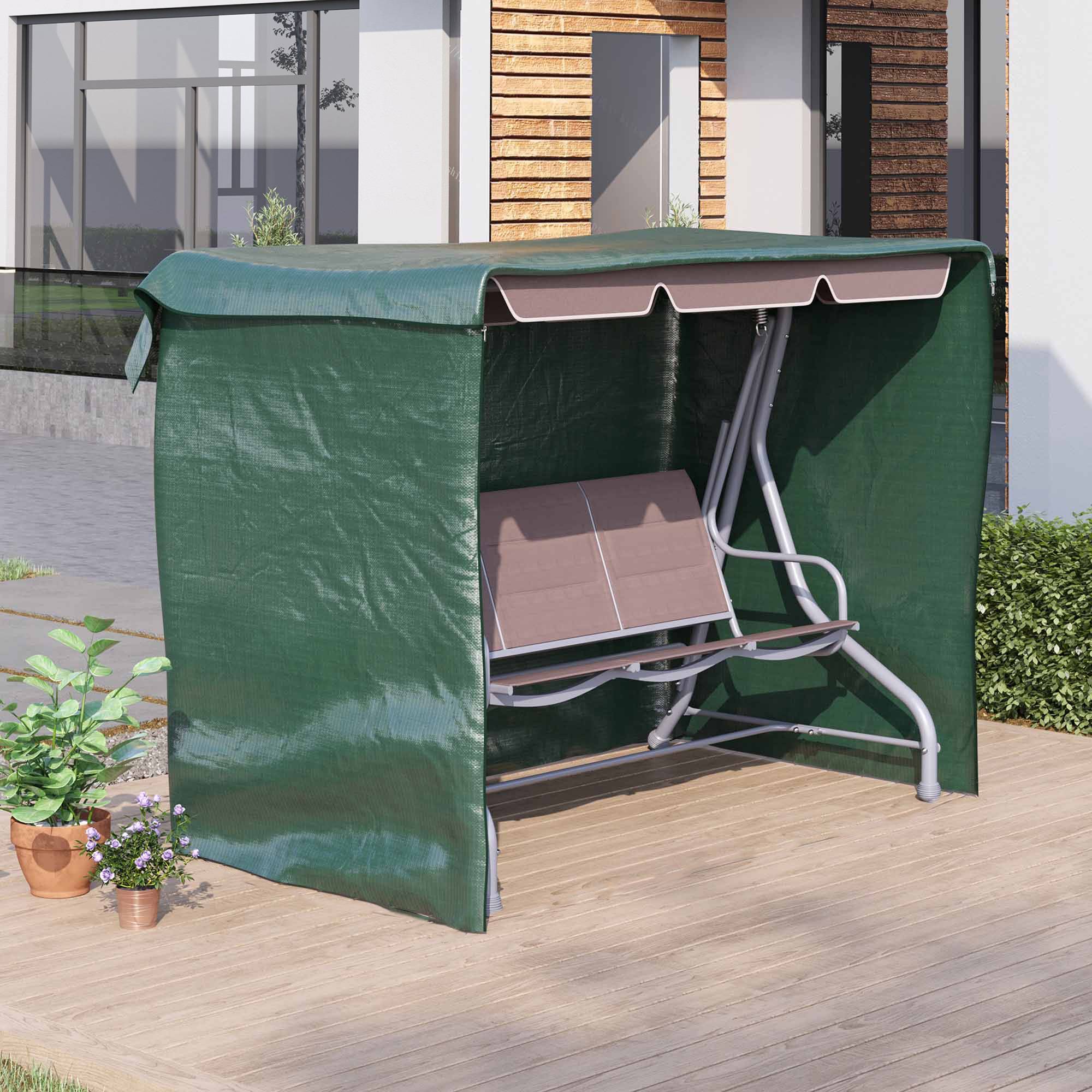 Housse de Balancelle 3 Places Polyéthylène Jardin Imperméable Anti-UV Vert Foncé 215x155cm - ComfortXL Outdoor Living - Image 3
