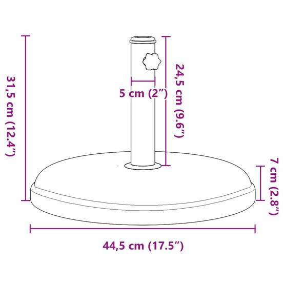Base de parasol - accessoire parasol pour mâts Ø32/35/38 mm 15 kg rond - MEUBLE PRO-JU5557 - Image 9