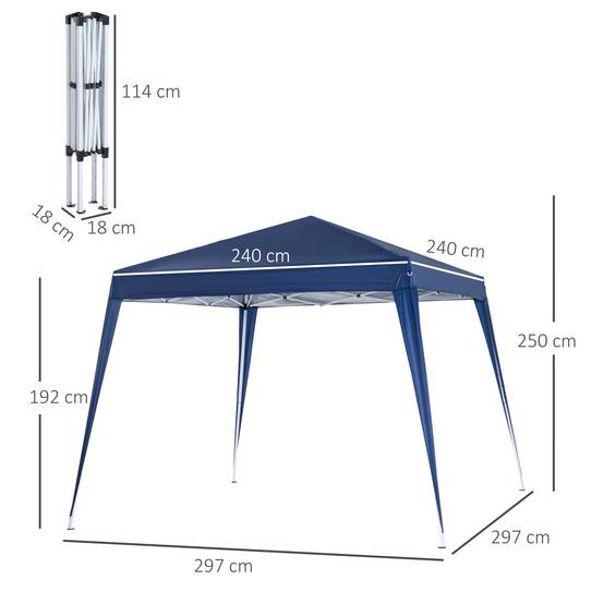 Tonnelle Pliante 3x3m avec Sac de Transport, Hauteur Réglable, Anti-UV et Imperméable, Pavillon Jardin pour Camping et Fêtes, Bleu - Image 5