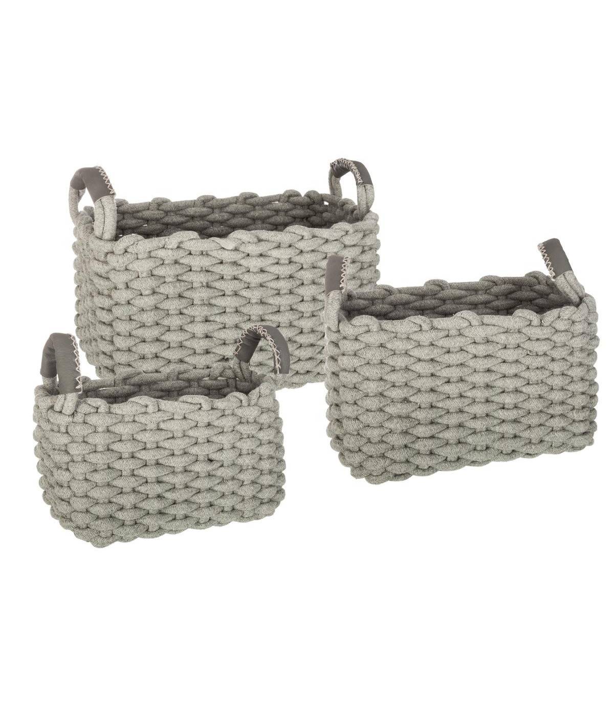 Set de 3 Paniers de rangement rectangle en Coton - Image 1