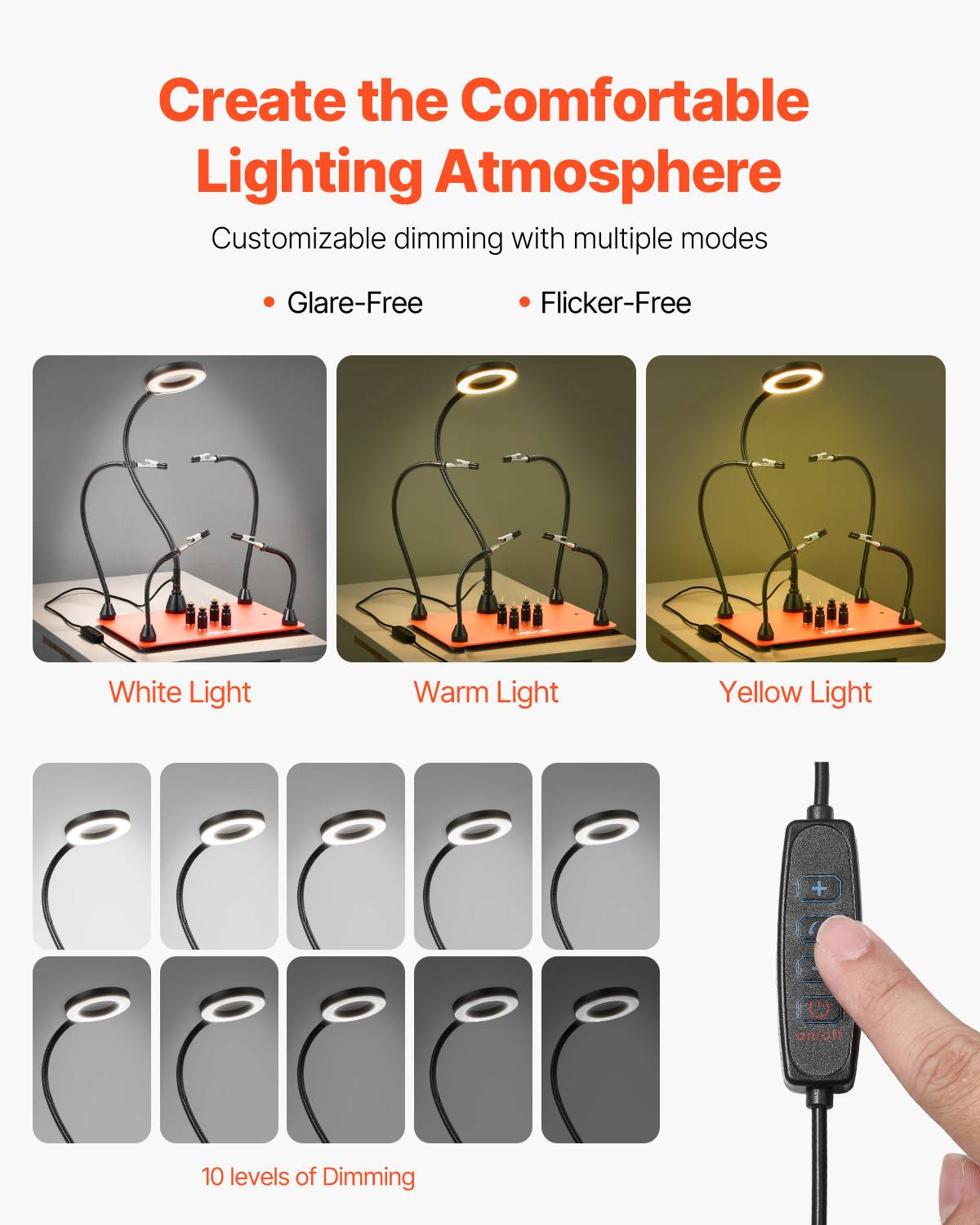Vevor - VEVOR Troisième main soudure 4 bras, station magnétique avec loupe LED 3X, éclairage réglable, idéale pour réparations électroniques et bricolage. - Image 3