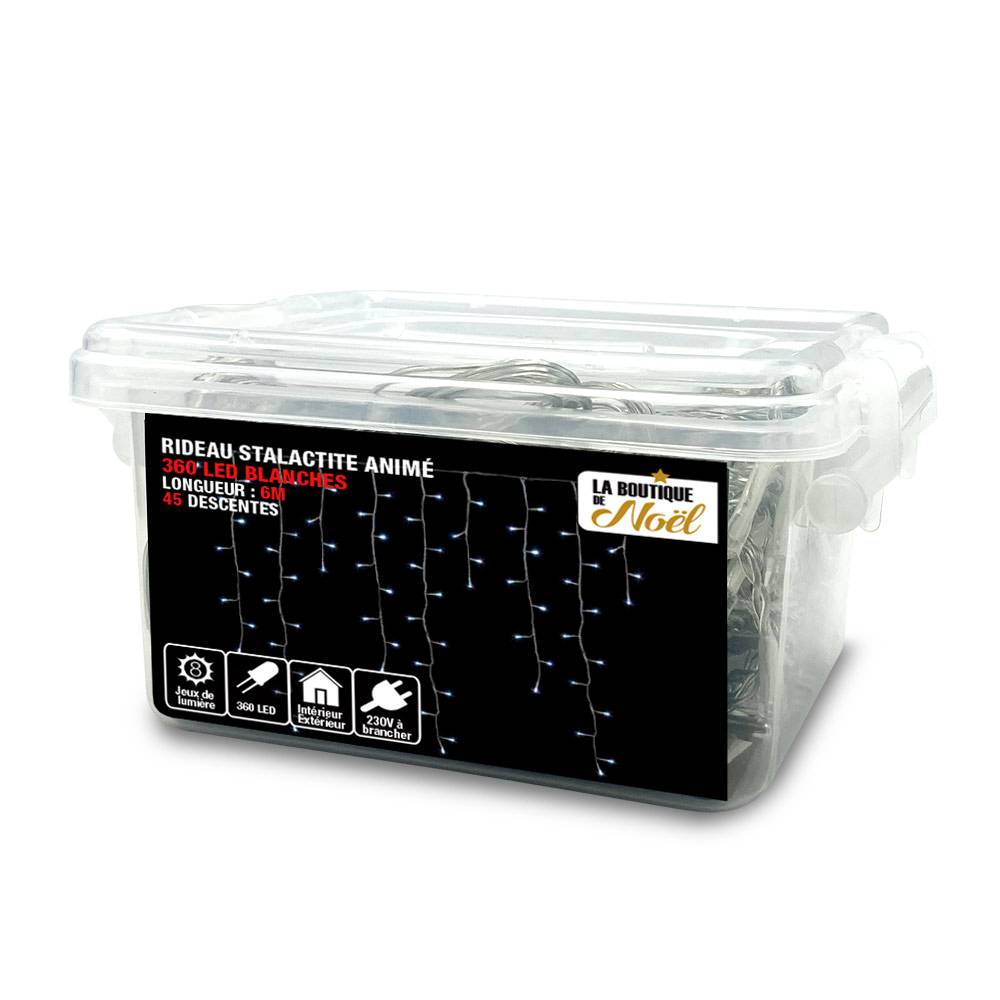Rideau lumineux LED stalactite 6 mètres Blanc - Image 1