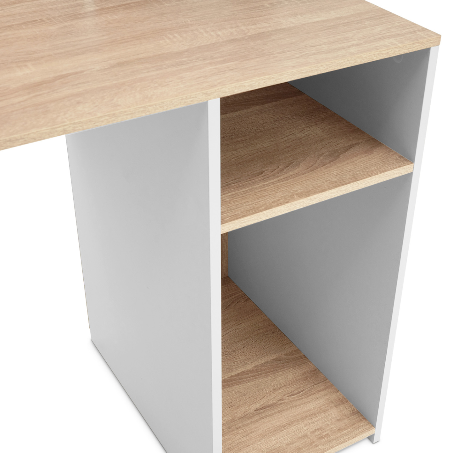 Bureau avec étagères de rangement DAN blanc et façon hêtre - Image 5