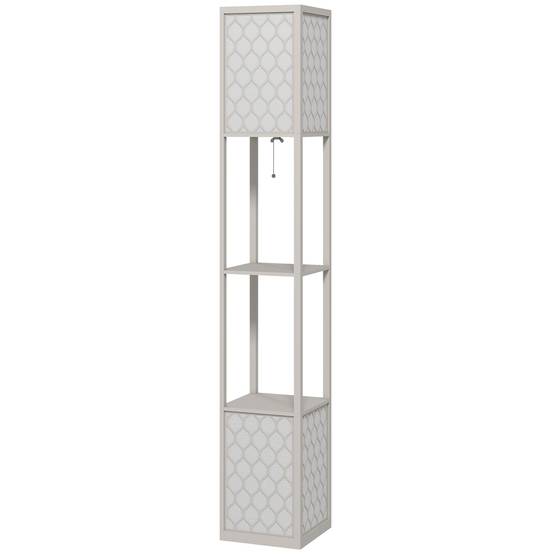 Lampadaire au design moderne, 2 étagères, interrupteur à chaînette, 26 cm x 26 cm x 156 cm, noir et blanc - Image 2