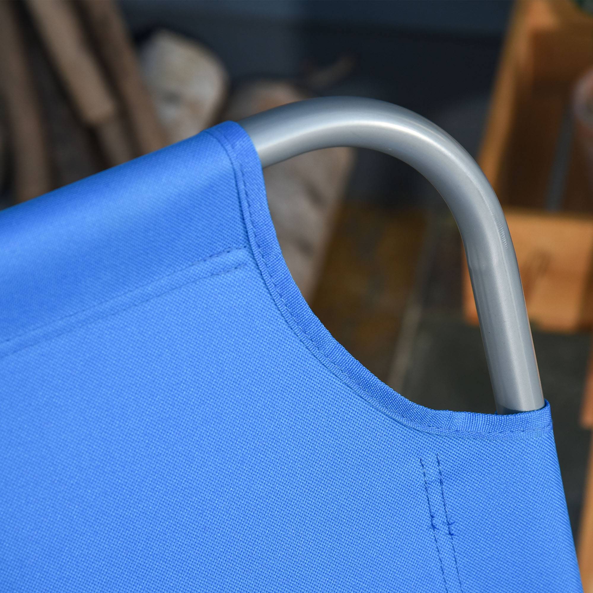 Transat de jardin pliable avec dossier réglable 5 positions, charge maximale 120 kg, pour terrasse ou piscine, 187 x 55 x 24 cm, bleu - Image 10