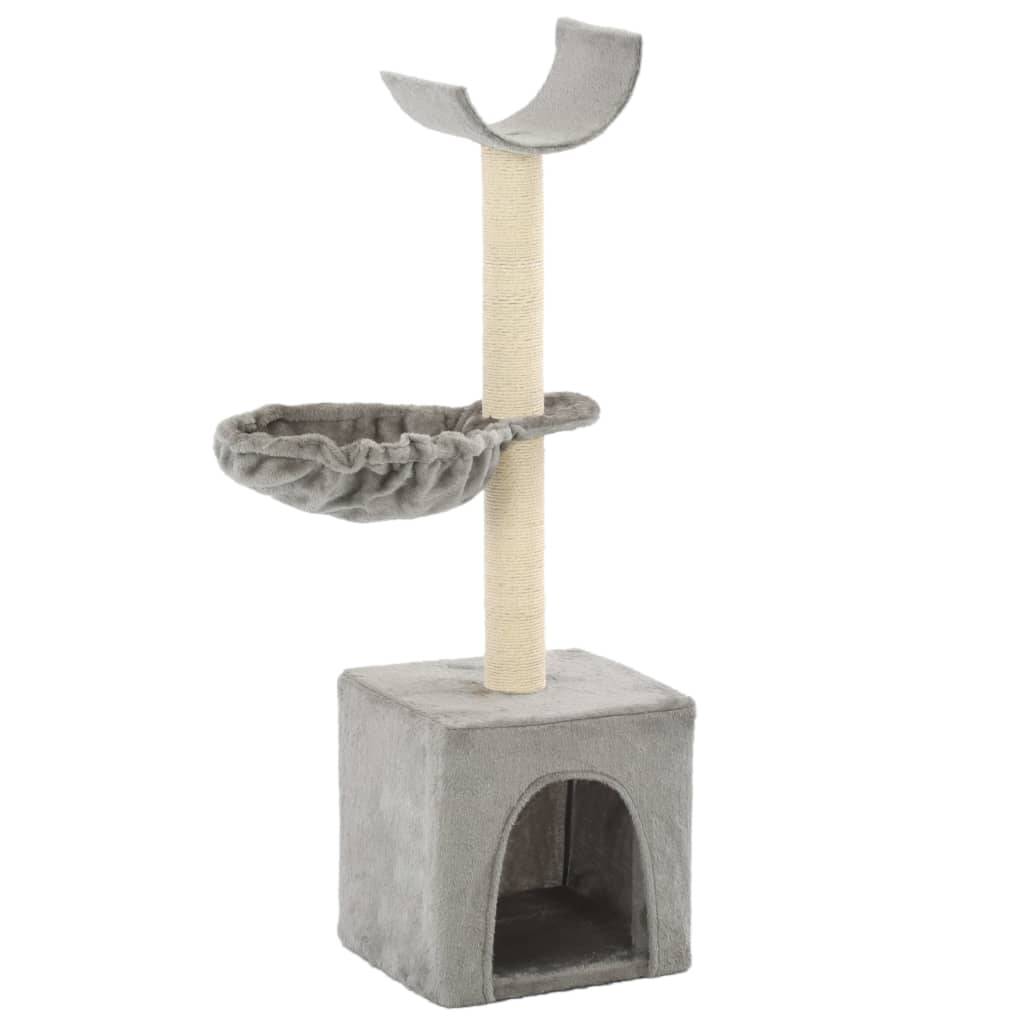 Arbre à chat bois et sisal gris 30 x 30 x 105 cm - PANGIVO - Image 1