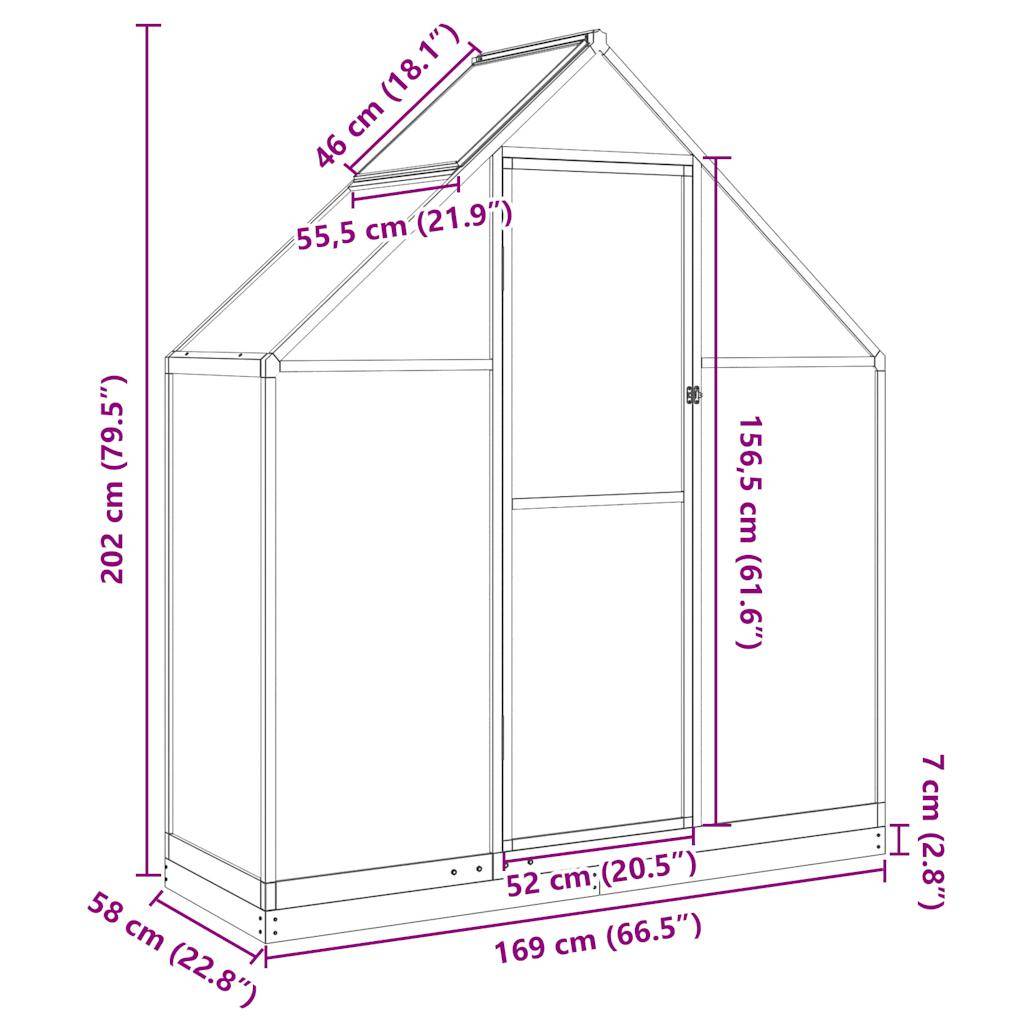 Vidaxl - Serre avec cadre de base vert 169x58x202 cm aluminium vidaXL 4005820 - Image 7