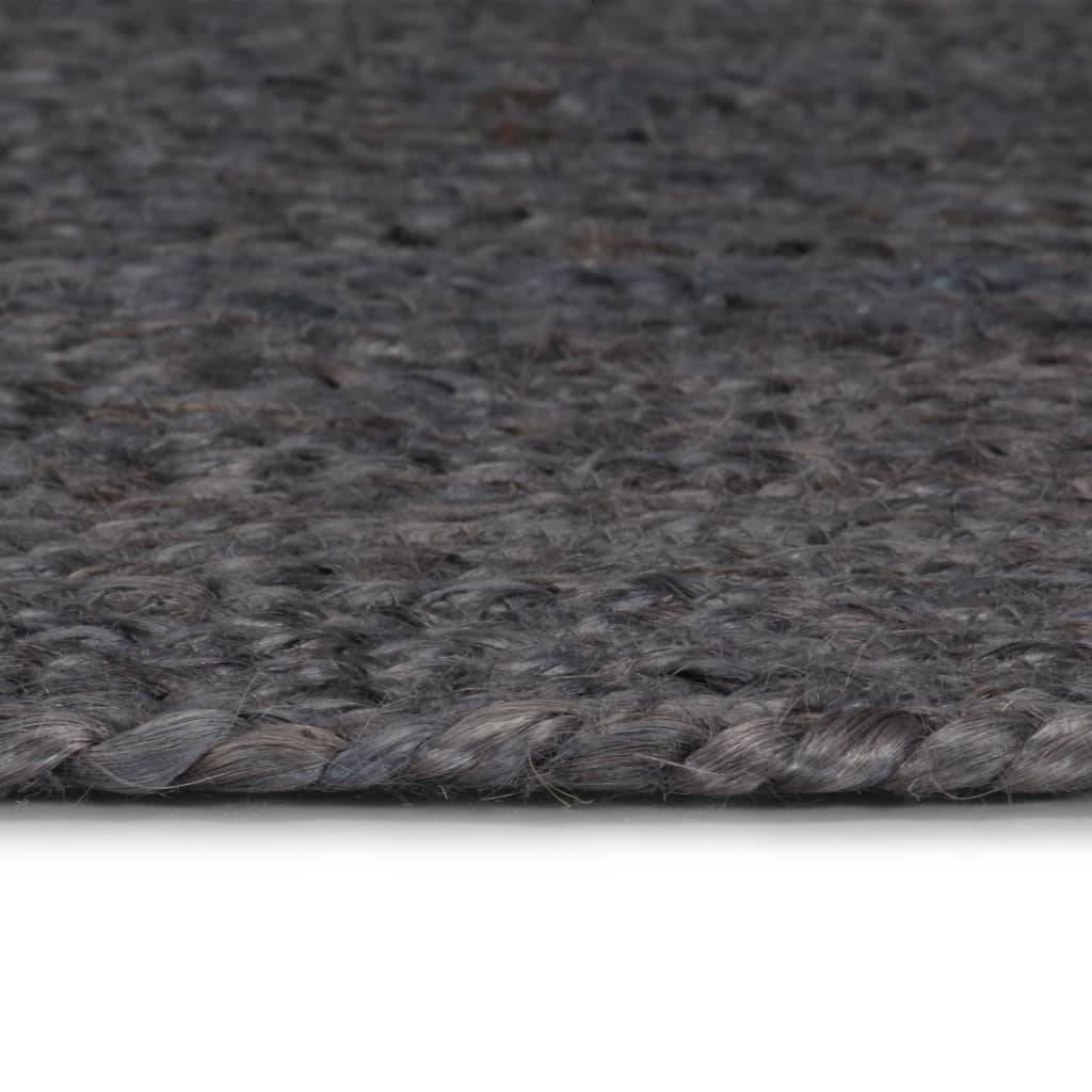 Grand Tapis Rond en Jute Tressé Artisanal Durable pour Décoration Intérieure Gris Foncé 210 cm – ComfortXL Outdoor Living - Image 3