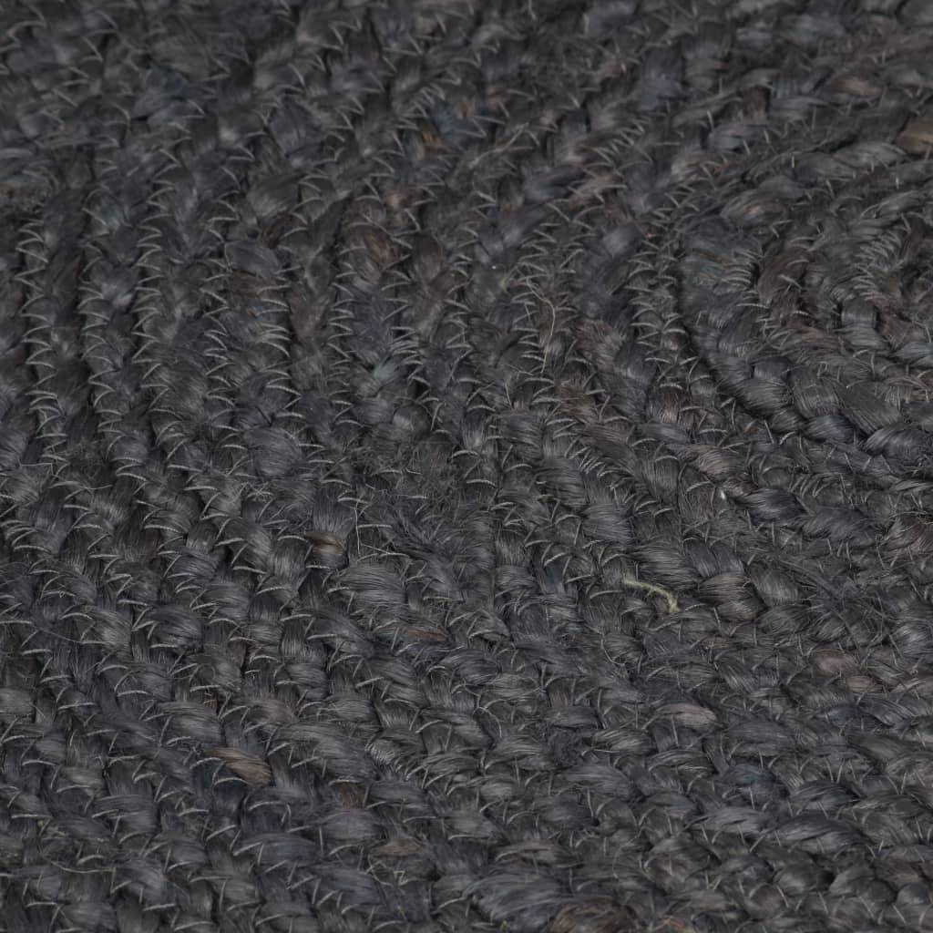 Grand Tapis Rond en Jute Tressé Artisanal Durable pour Décoration Intérieure Gris Foncé 210 cm – ComfortXL Outdoor Living - Image 4