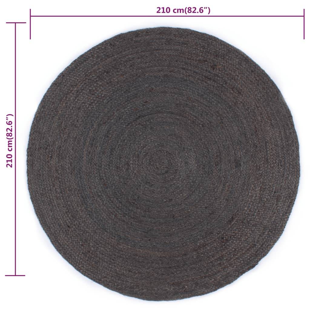 Grand Tapis Rond en Jute Tressé Artisanal Durable pour Décoration Intérieure Gris Foncé 210 cm – ComfortXL Outdoor Living - Image 6