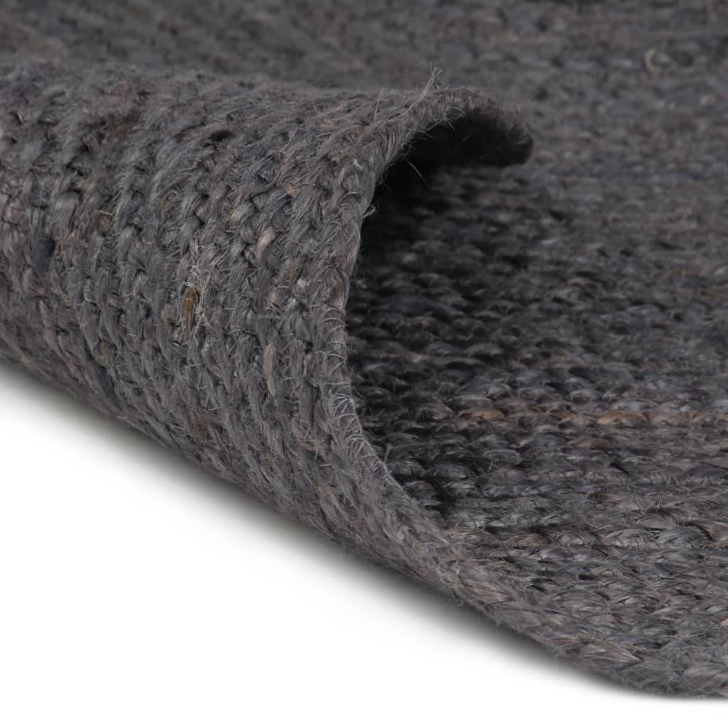 Grand Tapis Rond en Jute Tressé Artisanal Durable pour Décoration Intérieure Gris Foncé 210 cm – ComfortXL Outdoor Living - Image 2