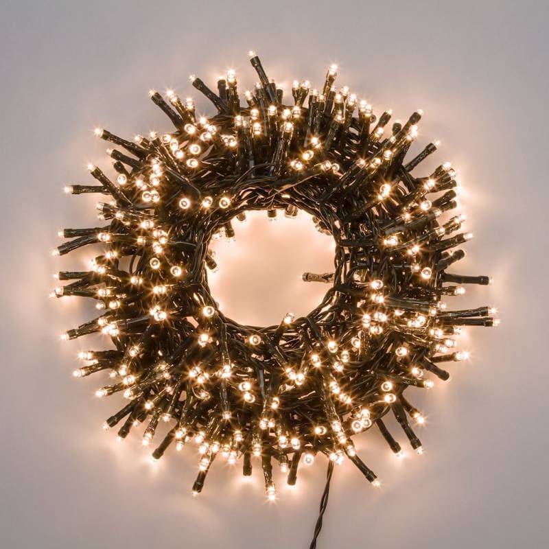 Guirlande 15m Mini Boa 750 LED blanc chaud extérieur fixe câble vert foncé Lotti - Image 9