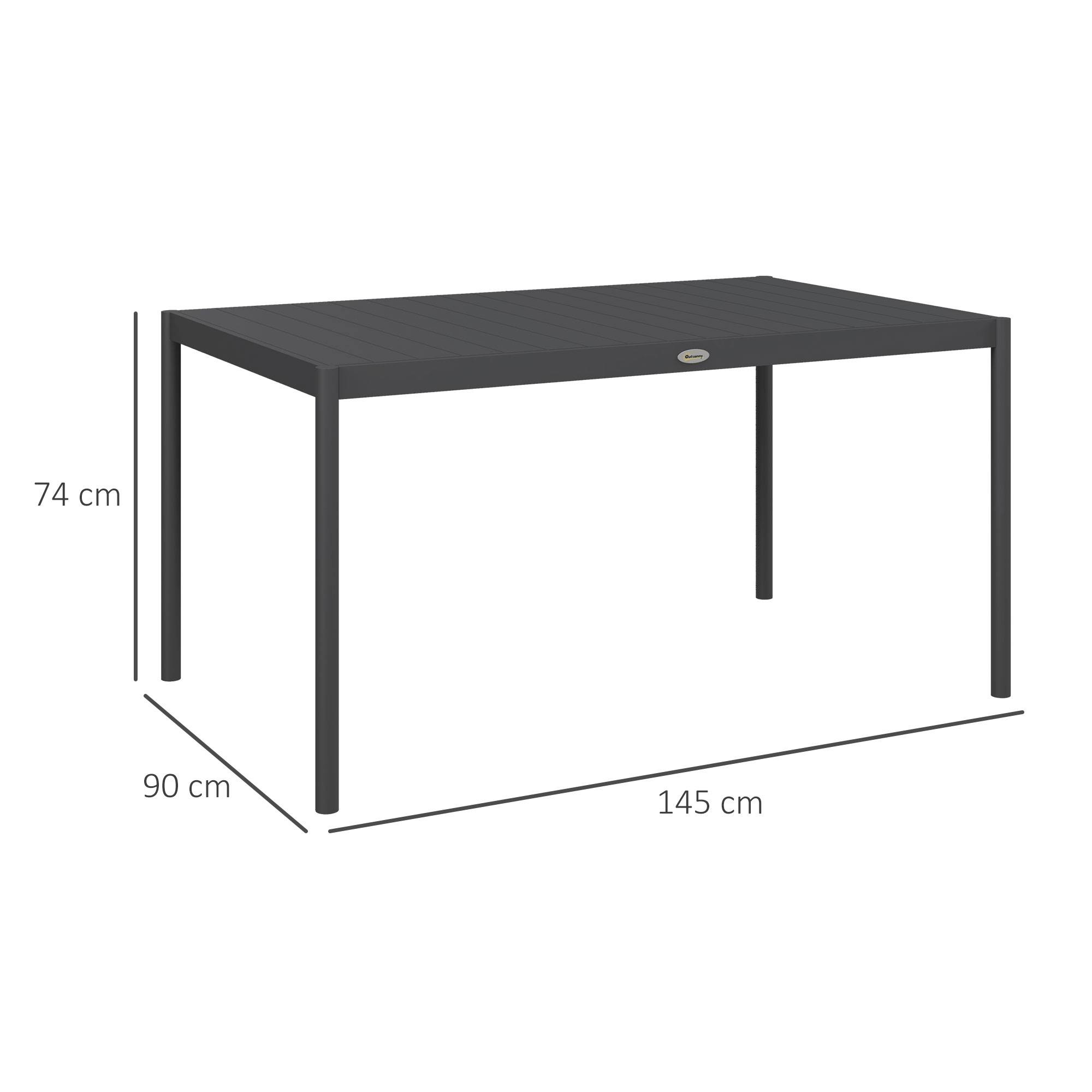 Table de jardin, table d'extérieur, résistante aux intempéries, en aluminium, 145 x 90 x 74 cm, gris foncé - Image 5