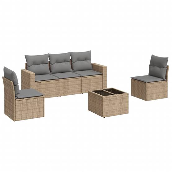 Vidaxl - Salon de jardin avec coussins 6 pcs beige résine tressée vidaXL 3251136 - Image 2