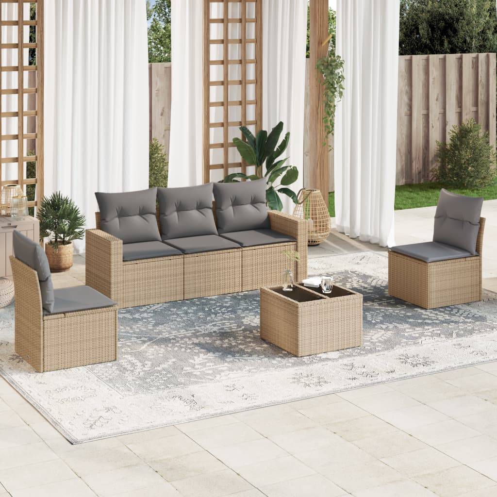 Vidaxl - Salon de jardin avec coussins 6 pcs beige résine tressée vidaXL 3251136