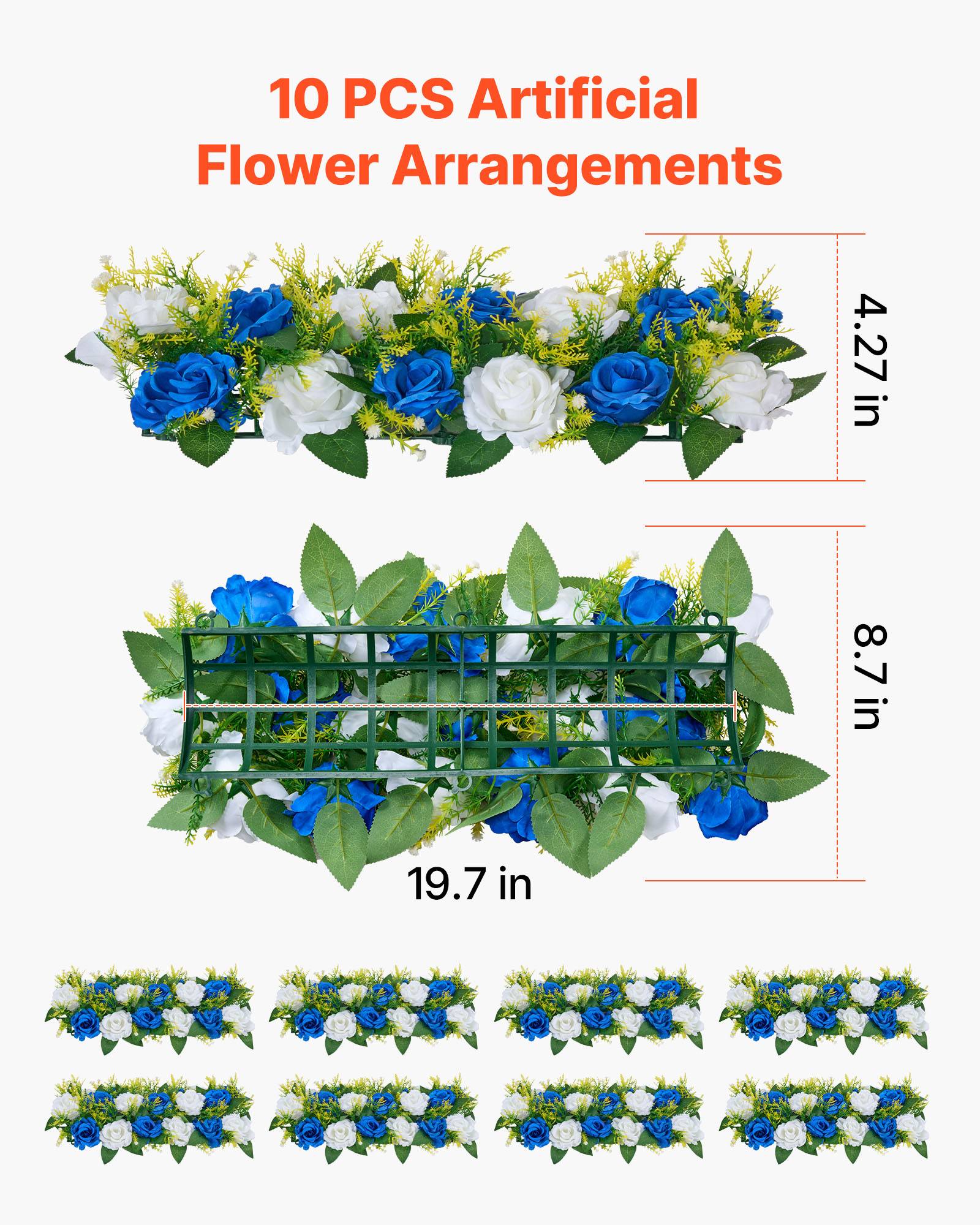Vevor - VEVOR Composition Florale Artificielle Linéaire Mariage Lot de 10 50x22x12 cm - Image 3