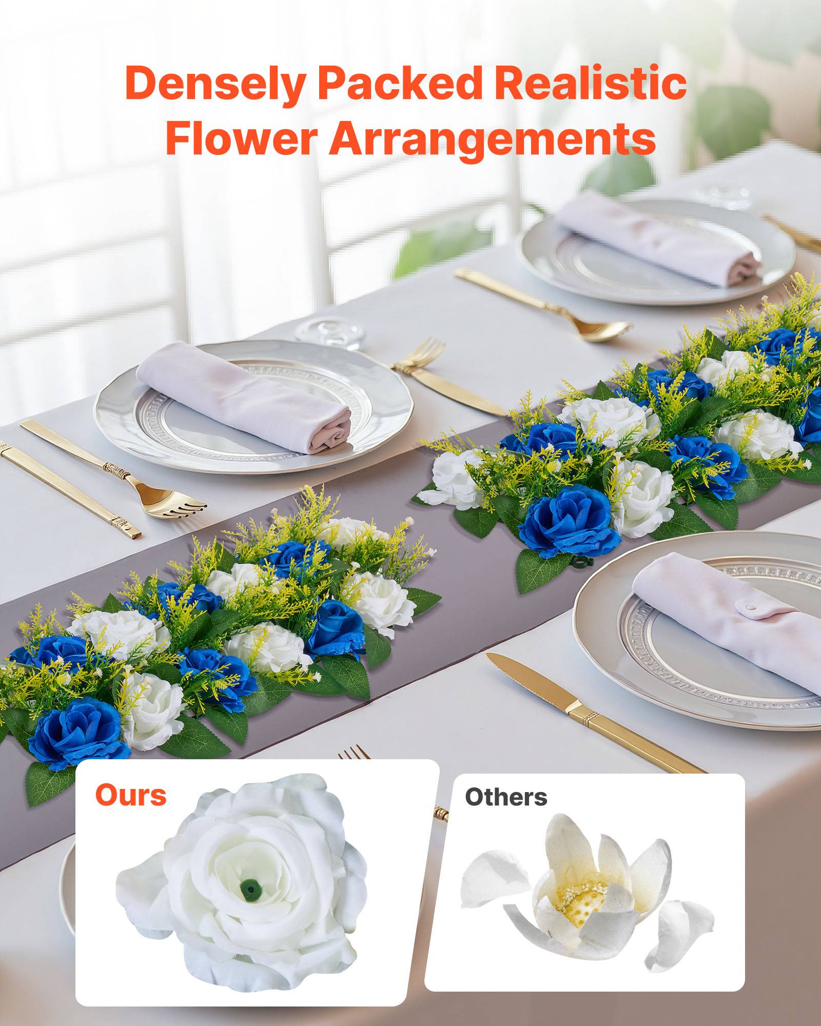 Vevor - VEVOR Composition Florale Artificielle Linéaire Mariage Lot de 10 50x22x12 cm - Image 2